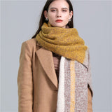 Women Plaid Tassel Winter Scarf